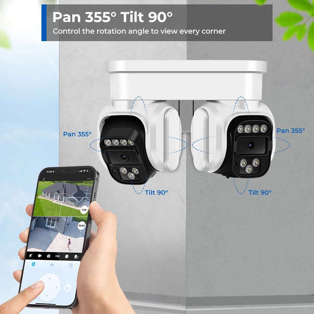 IP66 8MP Dual Lens 10X Digital Zoom Outdoor Surveillance Camera