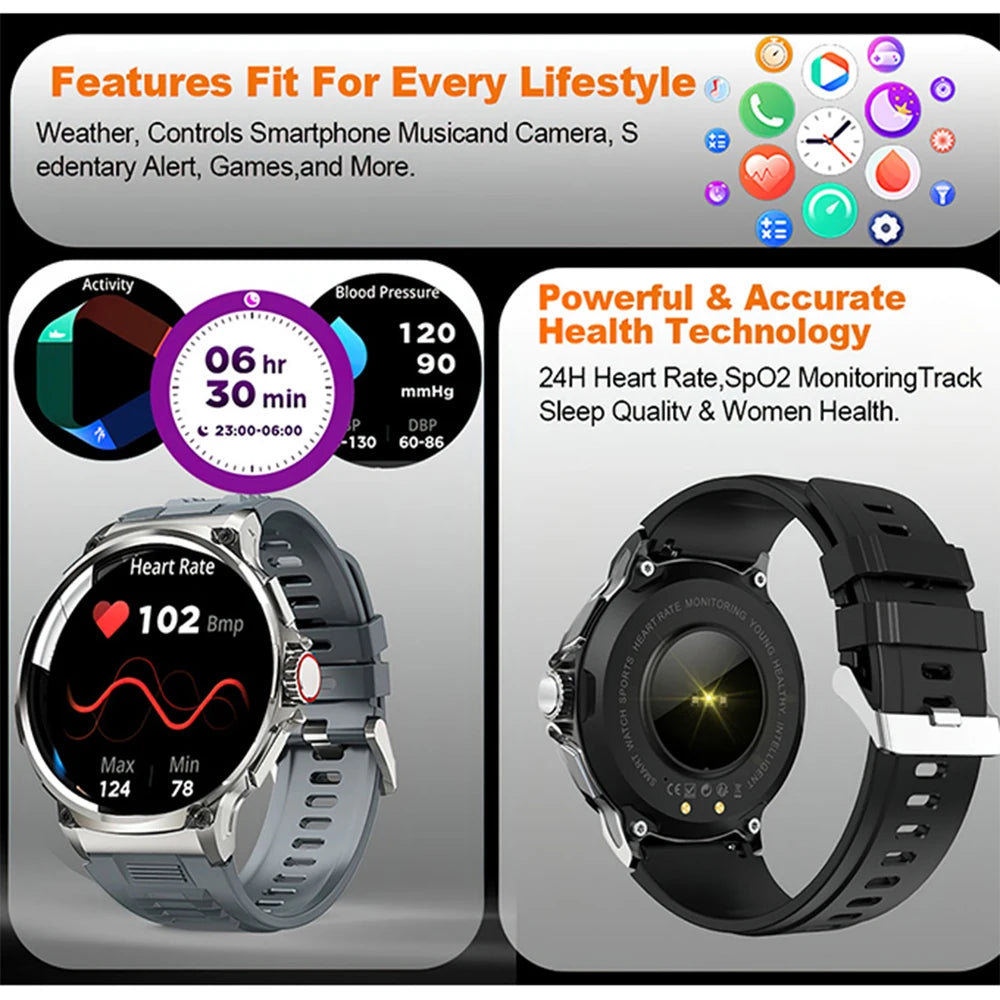 Silica Gel Waterproof Bluetooth Fitness Tracker Round Smartwatch