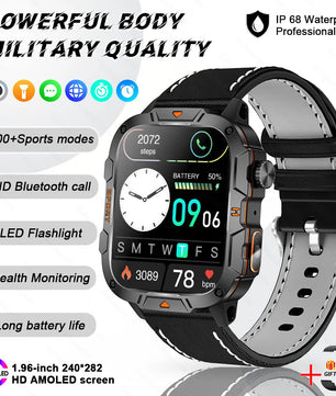 Fine Steel Waterproof Android Square Shaped Amoled Screen Smartwatch