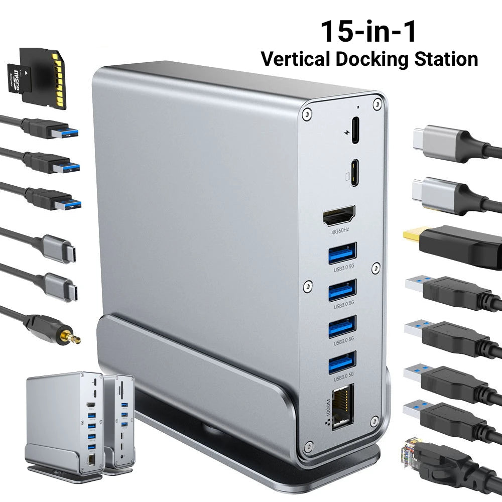 Ugreen 15-IN-1 Metal Type-C HDMI RJ45 Card Reader Docking Station