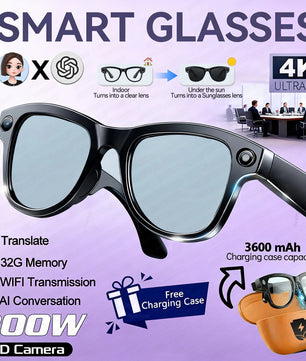 280mAh 800W Bluetooth 5.3 Dual Lens Circular Frame Smart Glasses
