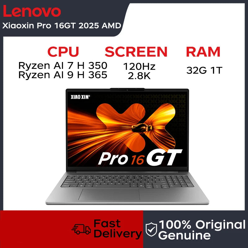 1TB 16" 32GB 120Hz AMD Ryzen AI 7 H 350 Bluetooth Lenovo Laptop