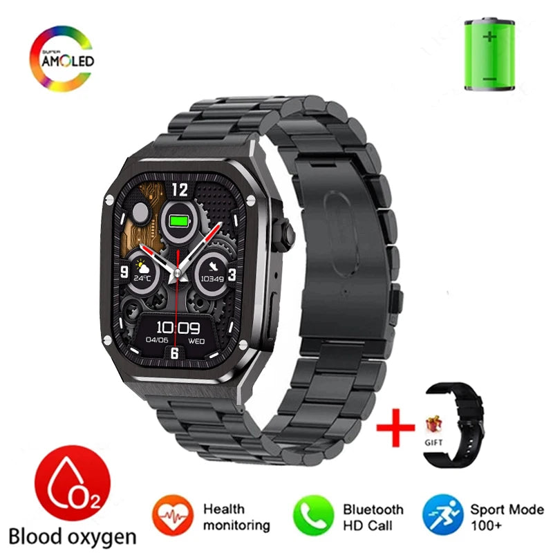 Silica Gel Waterproof Amoled Full Touch Screen Bluetooth Smartwatch