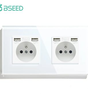 Bseed 16A Glass Panel Single Double Triple Electric Wall Socket