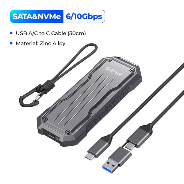 Orico 10Gbps 4TB USB 3.2 SATA NVMe SSD Alloy Case Enclosure