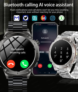 Fine Steel Waterproof Android Round Shaped Amoled Screen Smartwatch