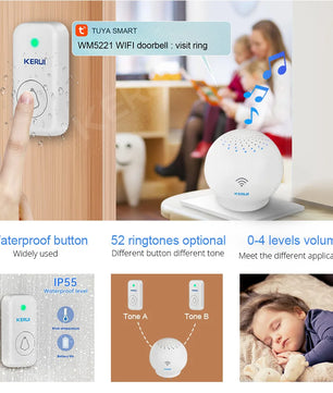 Kerui Plastic Wifi Smart APP Wireless Range Home Alarm Doorbell