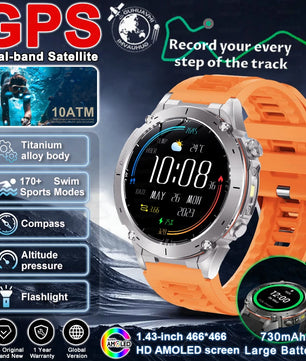 Fine Steel Waterproof Android Round Shaped Amoled Screen Smartwatch