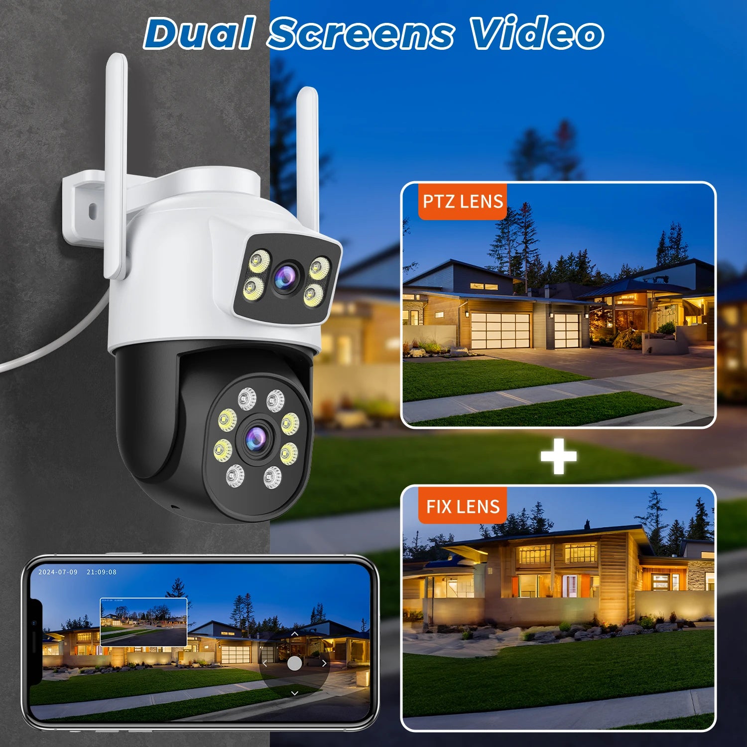 IP66 10MP Digital Zoom WIFI Outdoor Dual Screens Waterproof Camera