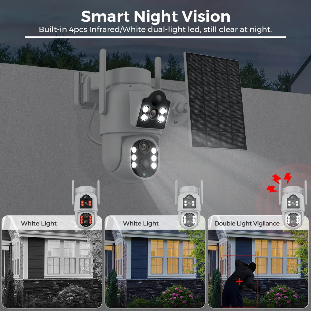 1080p 8MP 4K Solar Wifi Outdoor Dual Lens Surveillance Camera