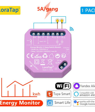 LoraTap 16A Plastic Automatic WIFI Relay Breaker Smart Module