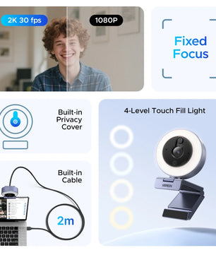 Ugreen 2K30 1.5m Cable USB Camera Webcam For PC