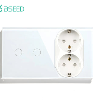 Bseed 10A Alloy 3 Gang Touch Switch With Double Wall Socket