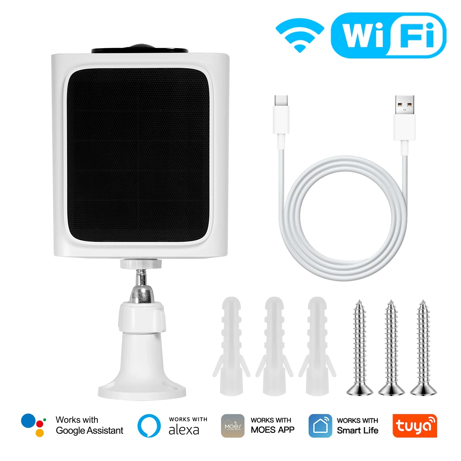 IP65 4MP MOES Tuya Smart WiFi Integrated Solar Panel Camera