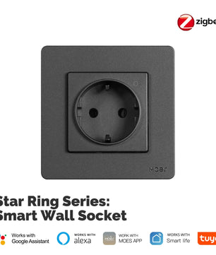 MOES ZigBee Smart EU Wall Socket with Energy Monitor and Voice Control
