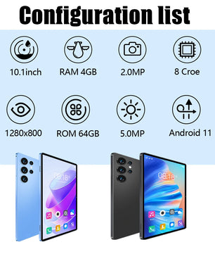 Sauenaneo 10.1-inch 4GB/64GB Dual Camera Dual SIM Card Tablet
