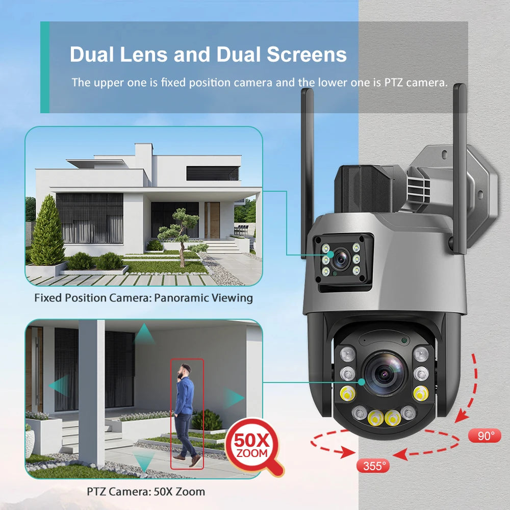 Boavision 8MP WIFI Dual Lens Dual Screen Waterproof Dome Camera