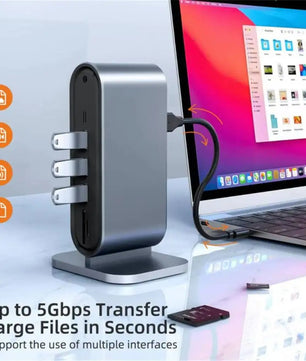 12-IN-1 Metallic Type-C HDMI Compatible RJ45 Docking Station