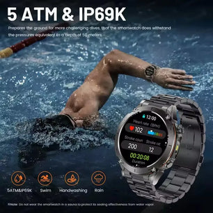 Fine Steel Waterproof Distance Tracker Round Shaped Smartwatch