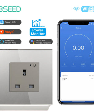 Bseed 13A Glass Panel Wireless WIFI Control Smart Power Socket