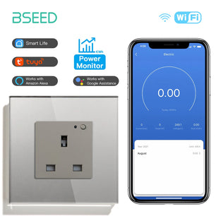 Bseed 13A Glass Panel Wireless WIFI Control Smart Power Socket