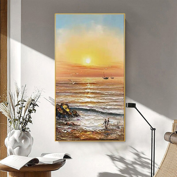 100% Canvas Modern Abstract Ocean Handmade Elegant Oil Painting
