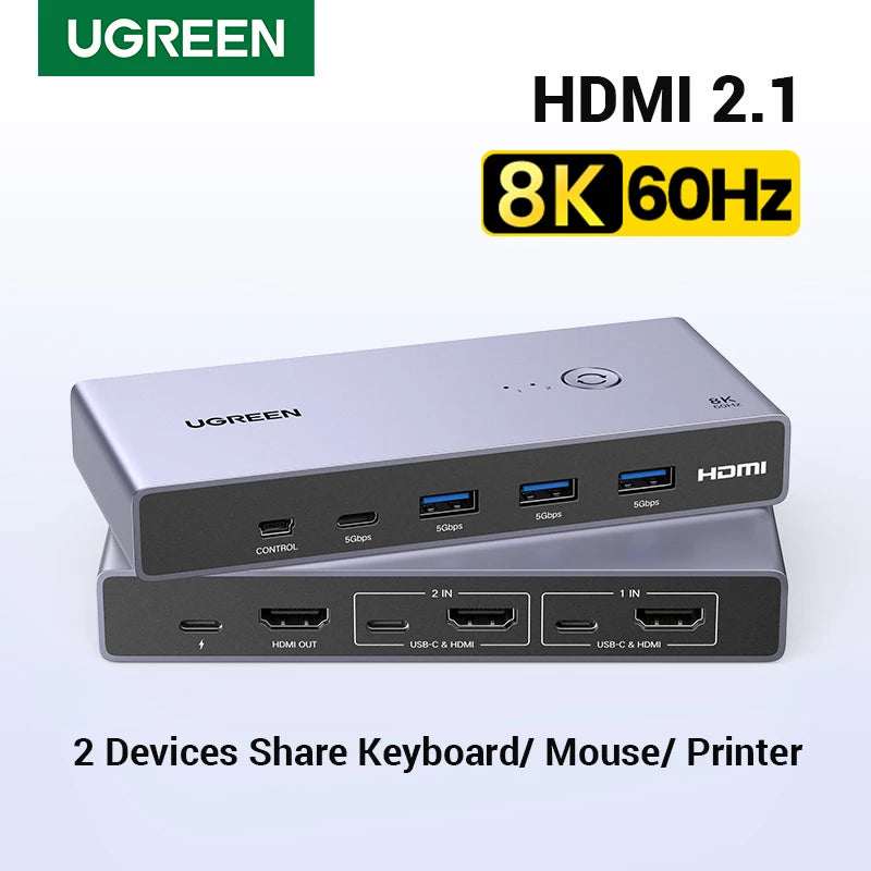Ugreen 2-IN-1 Display 8K HDMI KVM Switch with USB Sharing