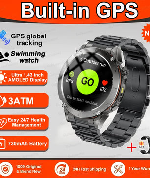 Fine Steel Waterproof Android Round Shaped Bluetooth Smartwatch