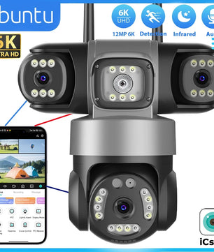 12MP 6K Three Lens Waterproof 360° Surveillance Camera