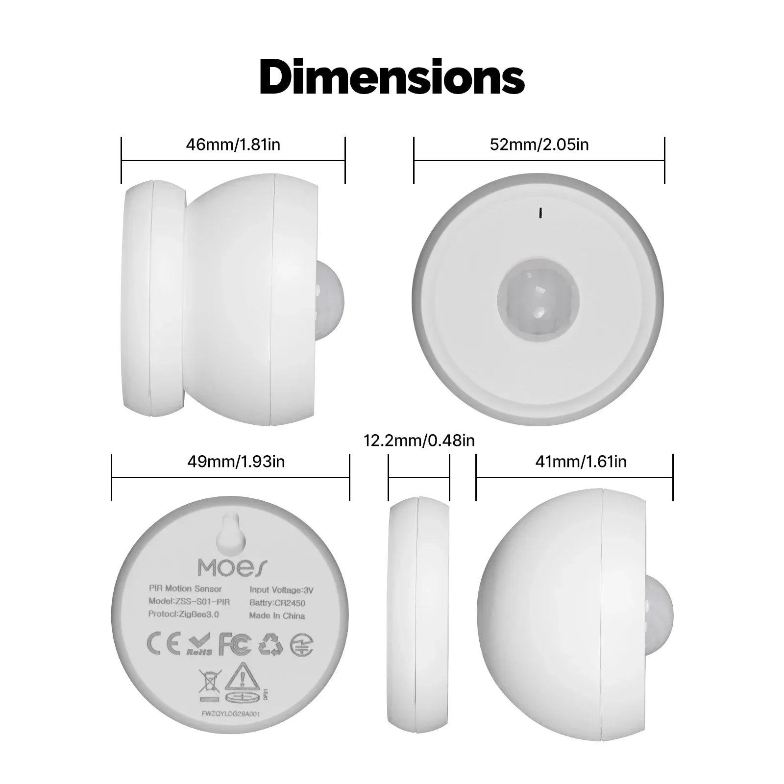 Moes Plastic Smart PIR Sensor Human Body Infrared Motion Detector