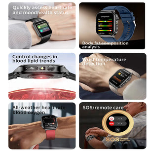 Silica Gel Waterproof Android Square Heart Rate Tracker Smartwatch