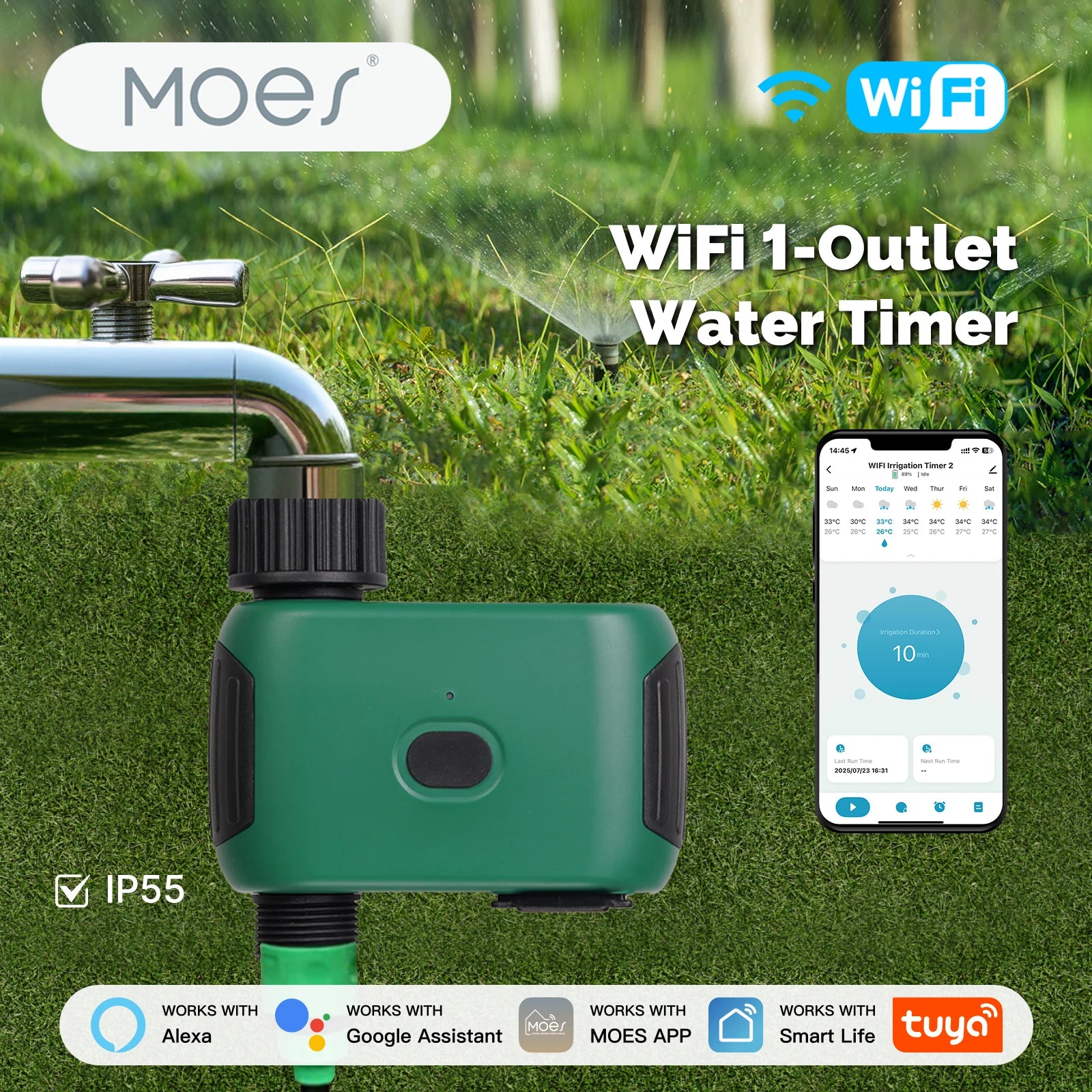MOES WiFi Smart Water Timer 1 Outlet with Alexa Google Home