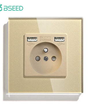 Bseed 16A Glass Panel Single Double Triple Electric Wall Socket