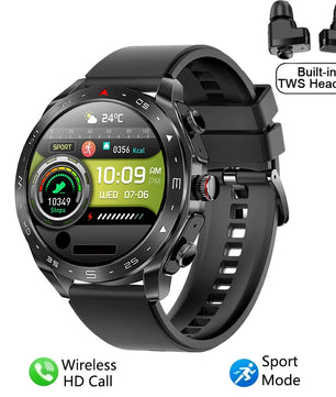 2-In-1 Waterproof Alloy AMOLED Display Smartwatch With Earphones