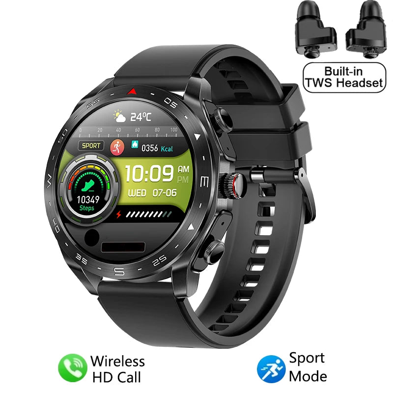 2-In-1 Waterproof Alloy AMOLED Display Smartwatch With Earphones