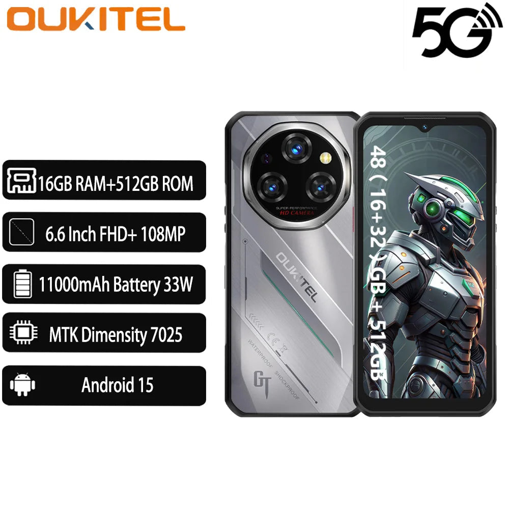 11000mAh 6.6" 512GB Android WP62 5G Rugged Smartphone