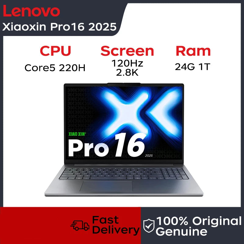 1TB 16" 24GB 120Hz Intel Core 5 220H Bluetooth Lenovo Laptop