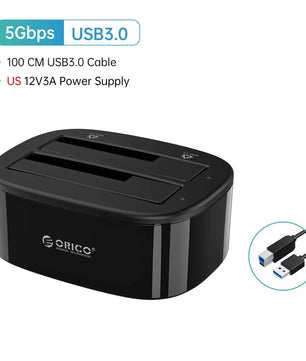 5Gbps Plastic Case USB 3.0 Dual Bay HDD Docking Station