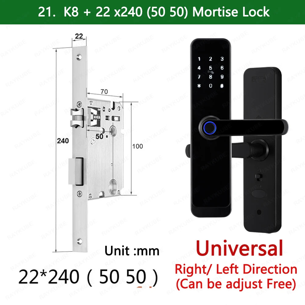 Wifi Smart Fingerprint Digital Electric Door Lock with Longer Handle Panels