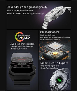 Silica Gel Waterproof Amoled Full Touch Screen Bluetooth Smartwatch