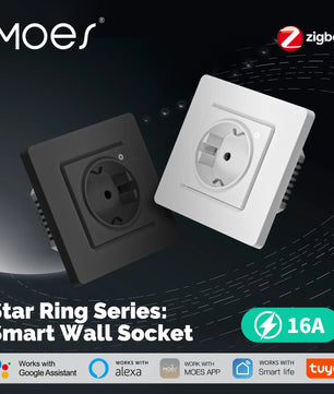 MOES ZigBee Smart EU Wall Socket with Energy Monitor and Voice Control