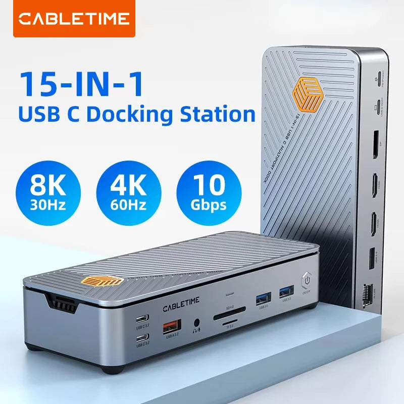 PD100W Aluminum Alloy USB 3.0 Type-C Docking Station