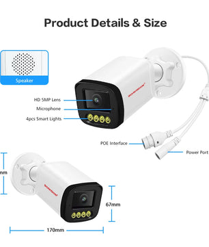 Boavision 5MP RJ45 Night Vision Audio Outdoor Surveillance Camera