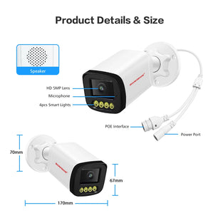 Boavision 5MP RJ45 Night Vision Audio Outdoor Surveillance Camera