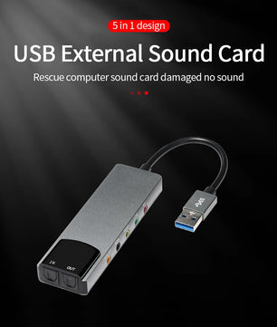 6-in-1  External USB Sound Card Adapter For Laptop