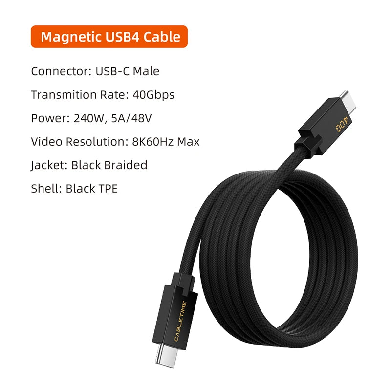 80Gbps Aluminum Alloy USB4 PD240W Type-C Fast Charging Cable