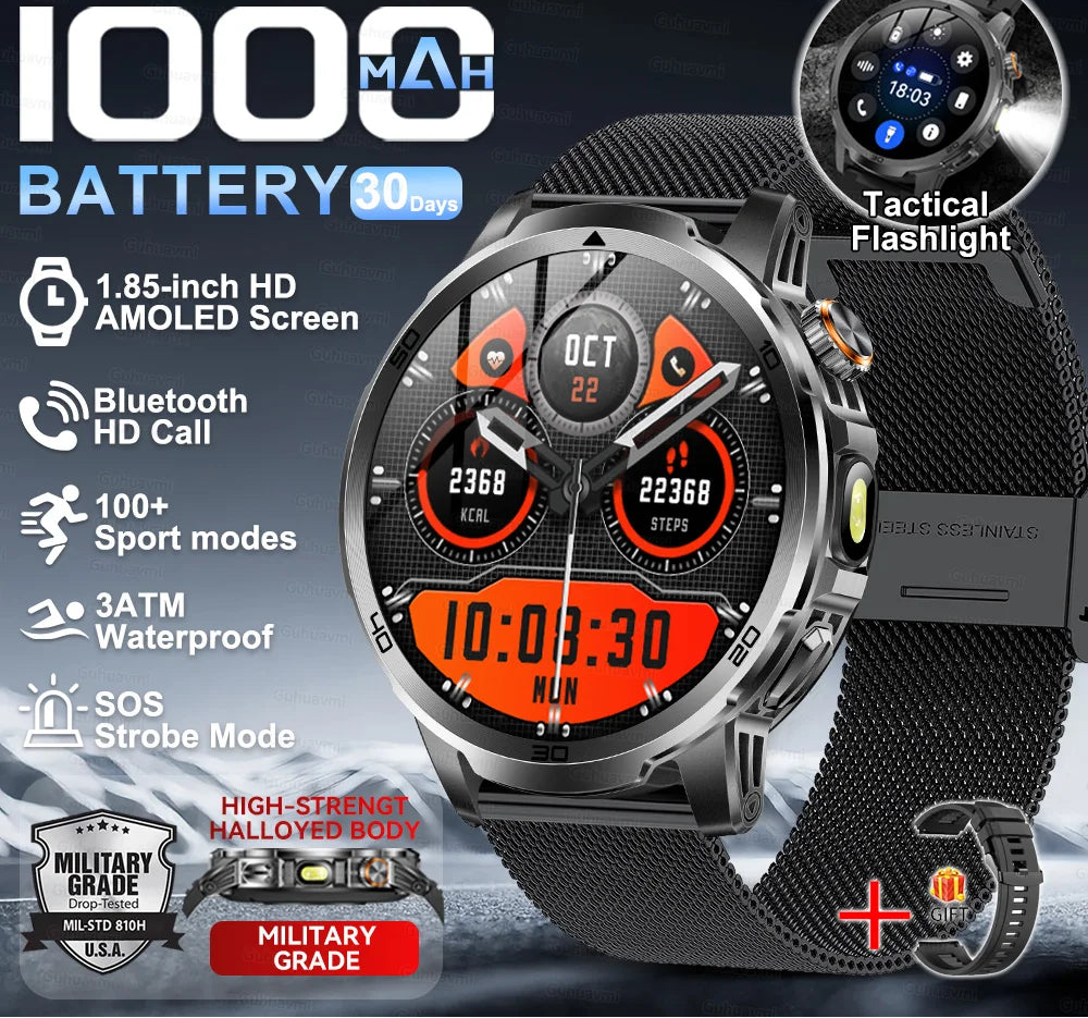 Steel 128MB Waterproof Android Round Shape On-Wrist Smartwatch