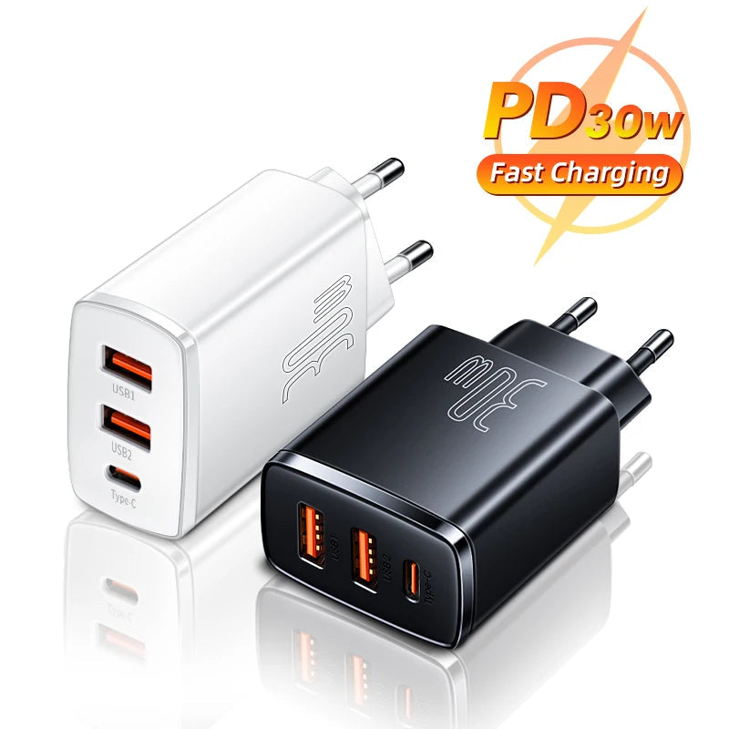 Baseus 30W USB Type C Fast Charger For iPhone 14 13 Pro Max