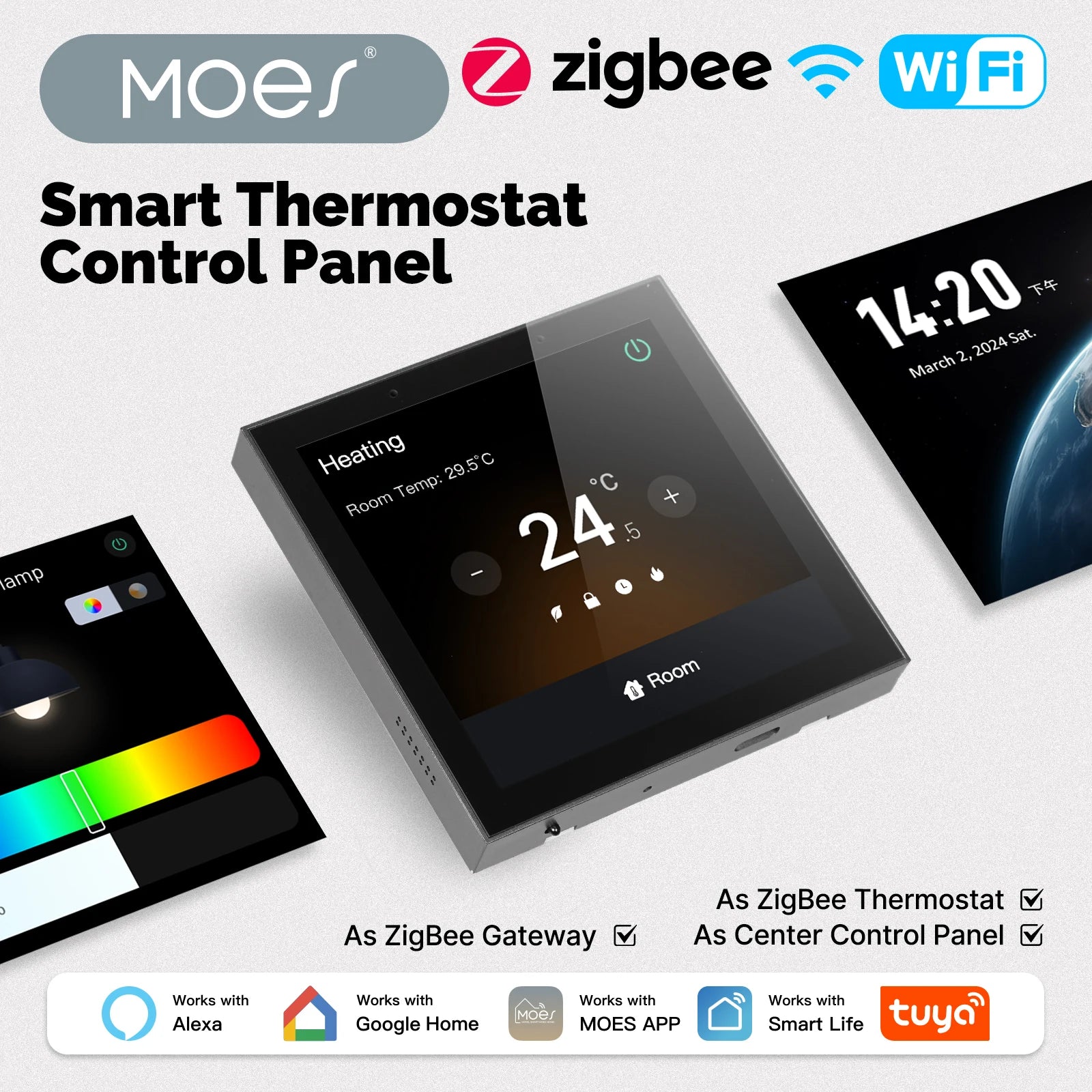 Moes ZigBee Thermostat For Water Gas Boiler With Alexa Google Home