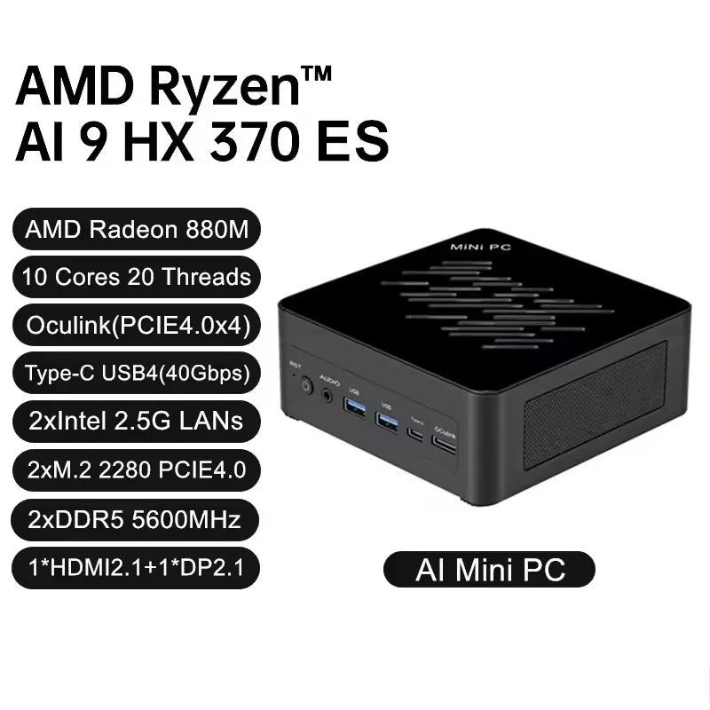 AMD Ryzen AI 9 H 465 2x2.5G LAN Multimedia Gaming Mini PC